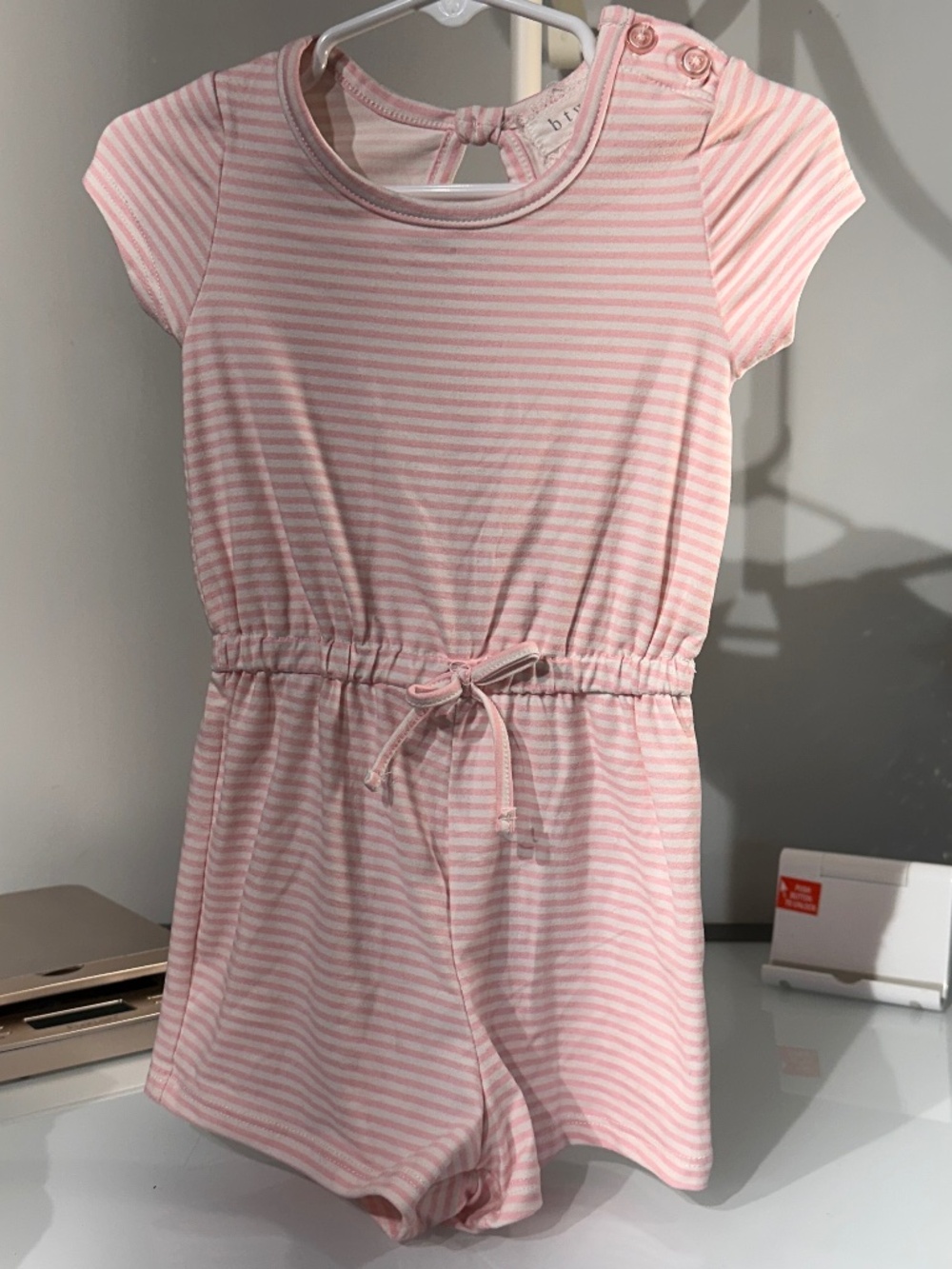 Btween Girls Pink Striped Romper, sz 2T (A81)
